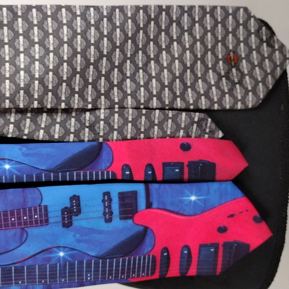 2 Ralph Marlin ties guitar and Harley Davidson